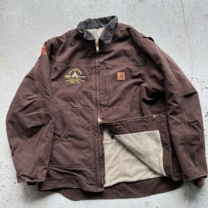 VTG Carhartt Detroit Jacket 2XL Tall Mocha Brown Workwear Canvas